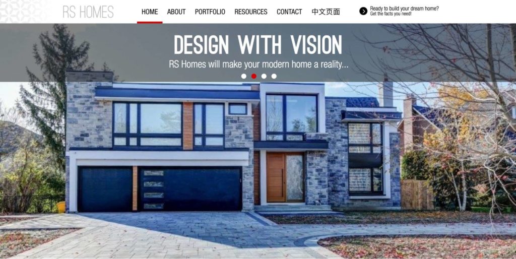 RS Homes homepage