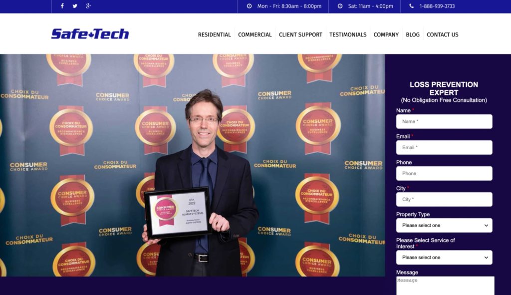 Safetech Alarm Systems Homepage