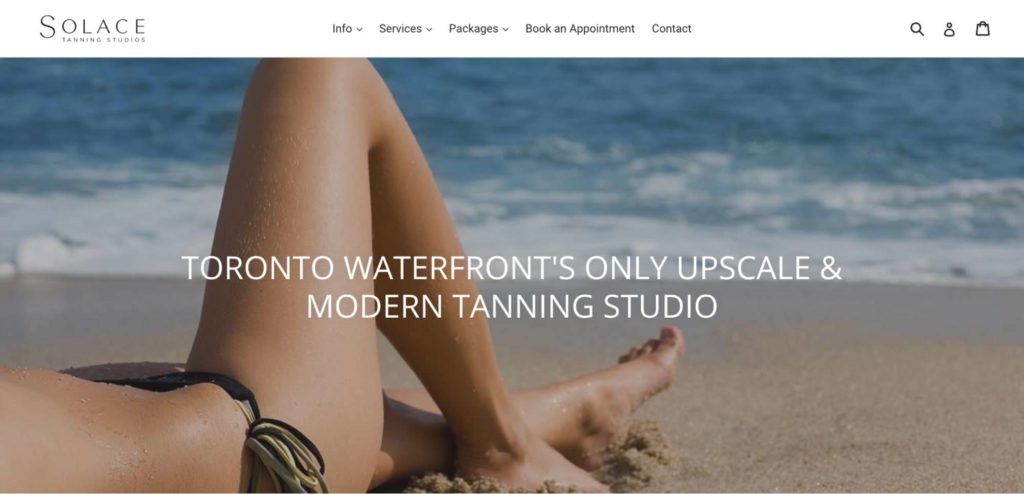 Solace Tanning Studios homepage