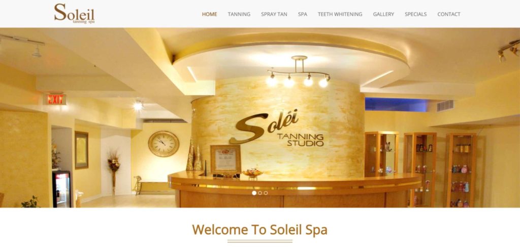Soleil Tanning and Spa homepage
