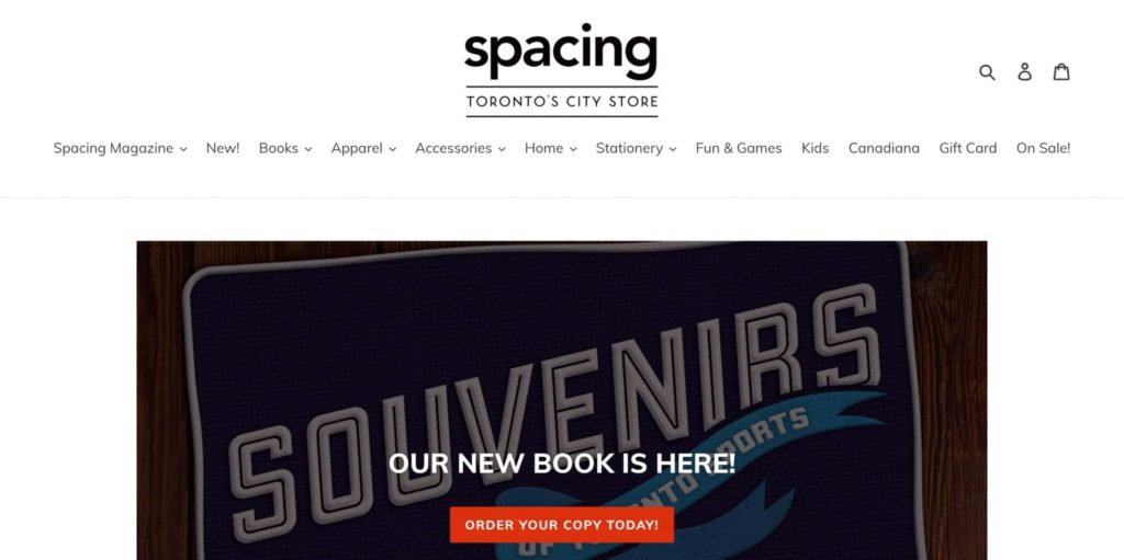 Spacing Store homepage