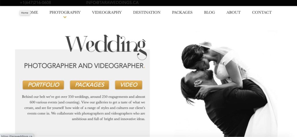 Tara Weddings homepage