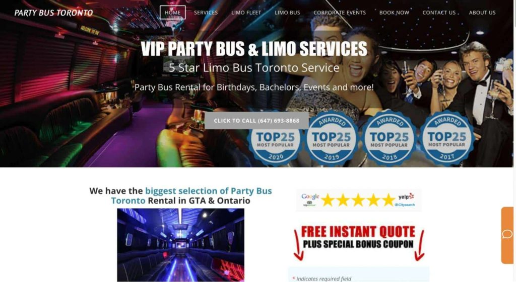 Party Bus Rental VIP Homepage