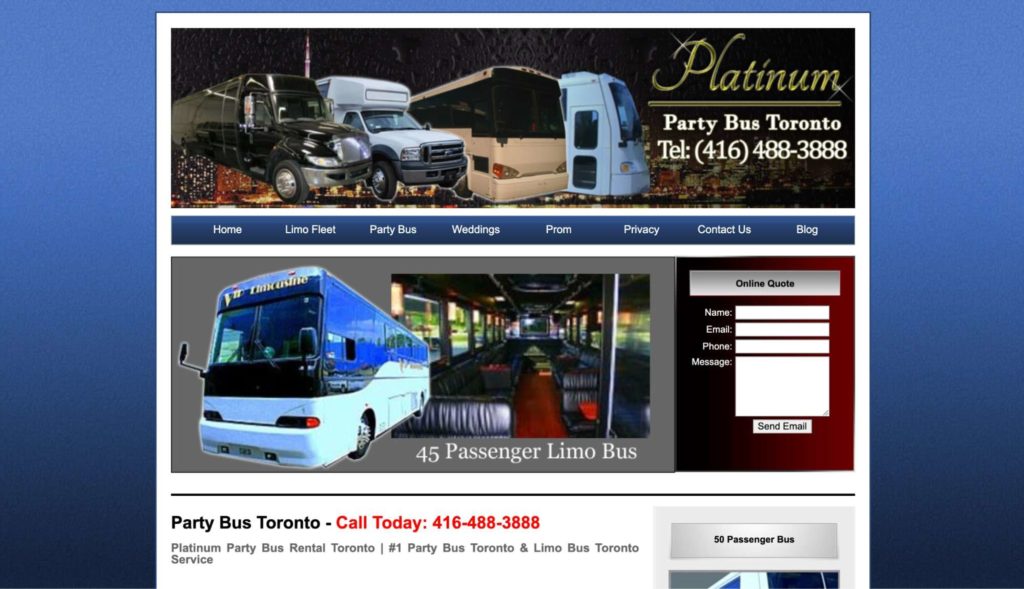 Platinum Party Bus Toronto Homepage
