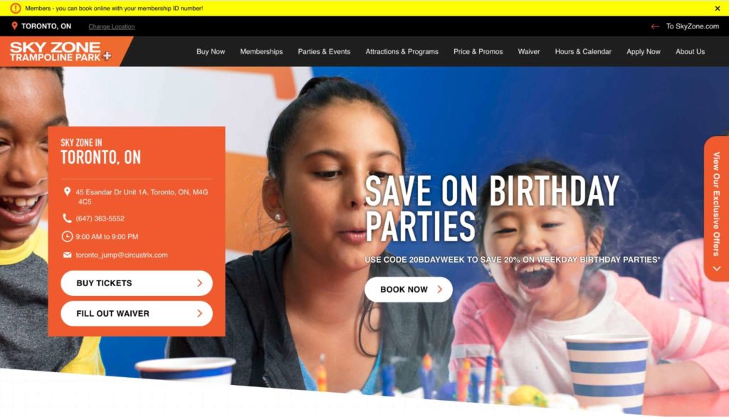 Sky Zone Trampoline Park Homepage