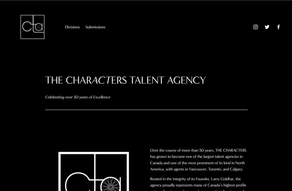 The Characters Talent Agency Homepage
