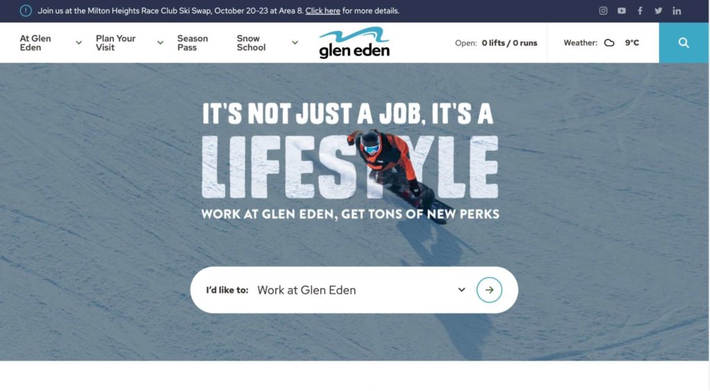 Glen Eden Skiing & Snowboarding Homepage