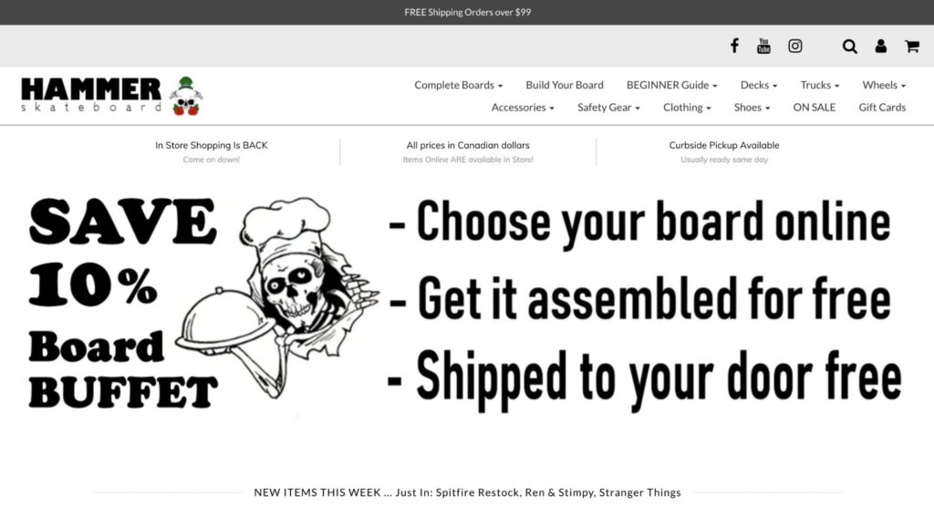 Hammer Skateboard Homepage