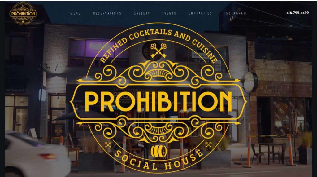 Prohibition Social House' Homepage