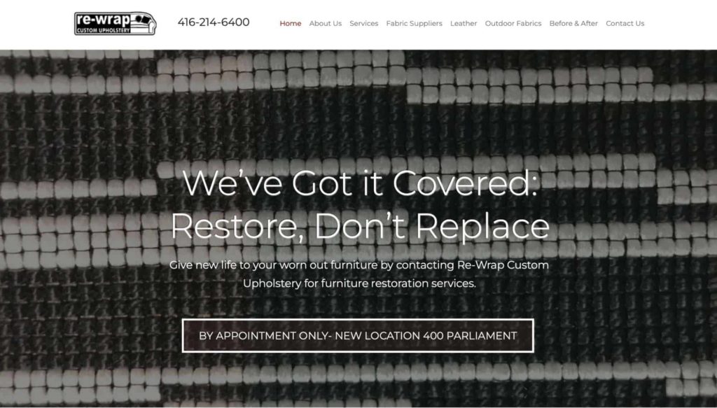 Re-Wrap Custom Upholstery Homepage