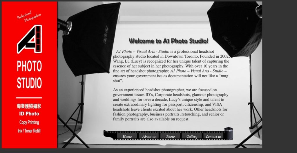 A1 Photo Studio Homepage