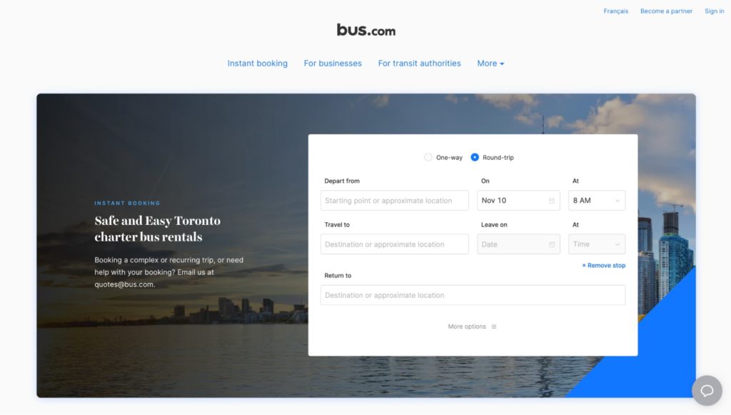 Toronto Charter Bus Rentals by Bus.com Homepage