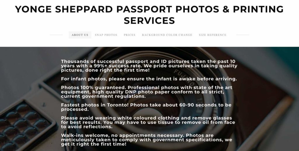 Yonge Sheppard Passport Photos & Printing Services Homepage