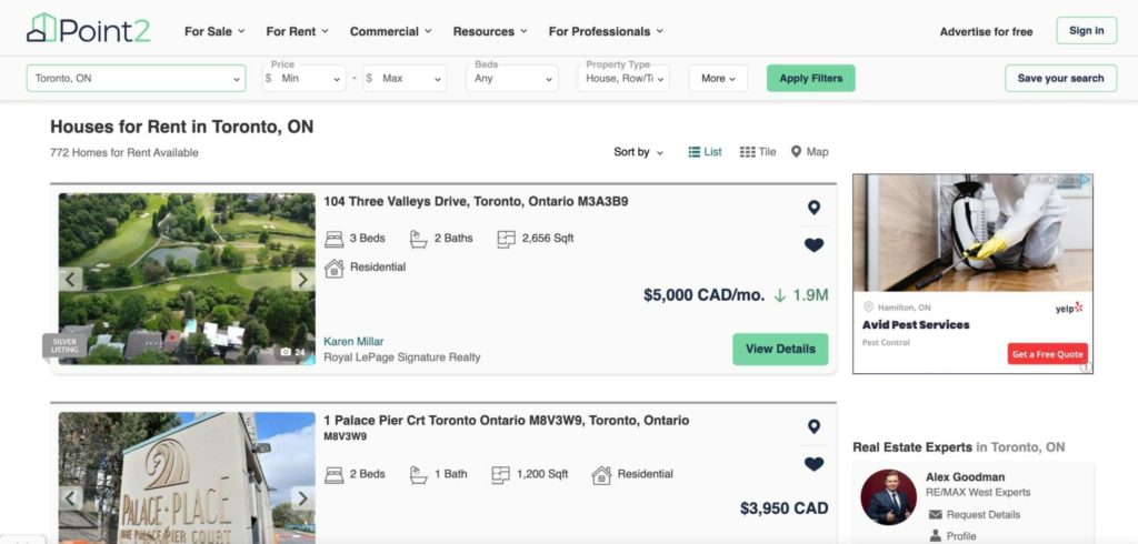 Point2Homes Homepage