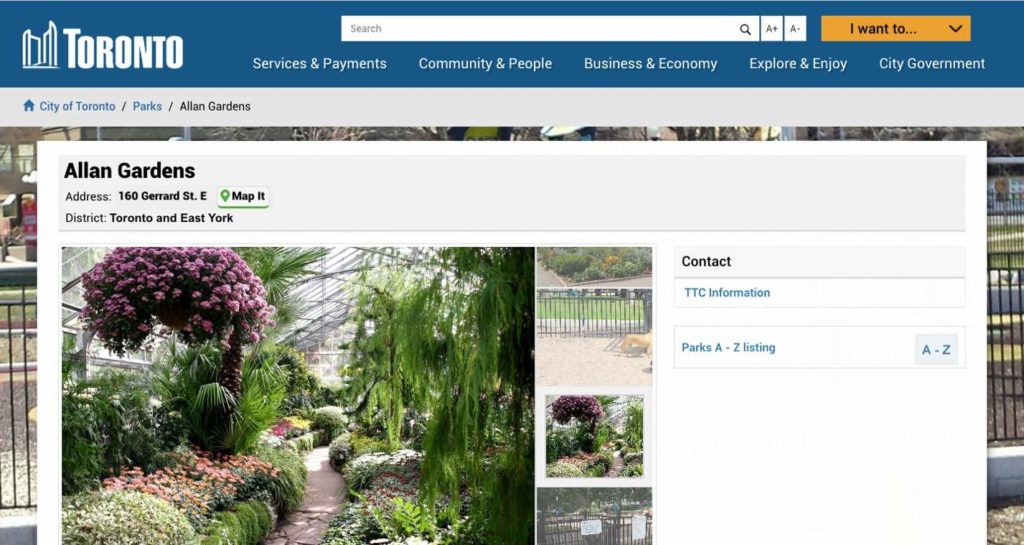 Allan Gardens Homepage