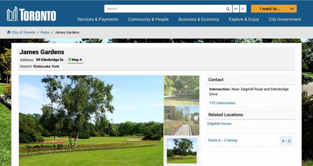 James Gardens Homepage