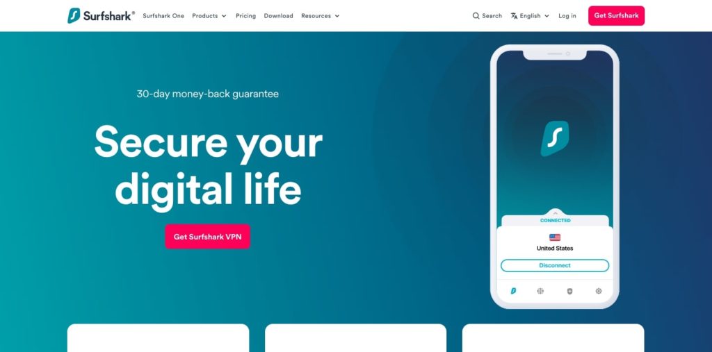 Surfshark's Homepage