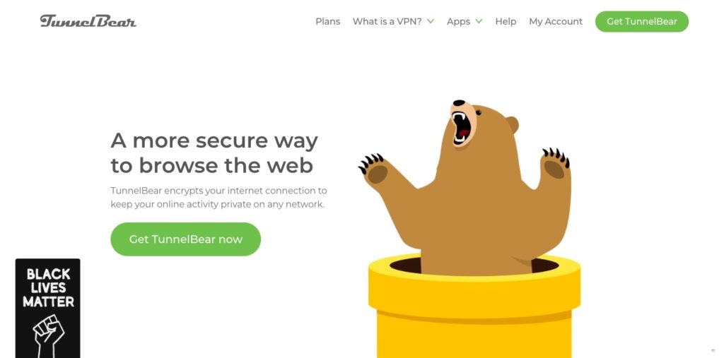 TunnelBear VPN's Hompeage