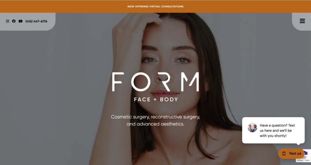 FORM Face + Body's Homepage