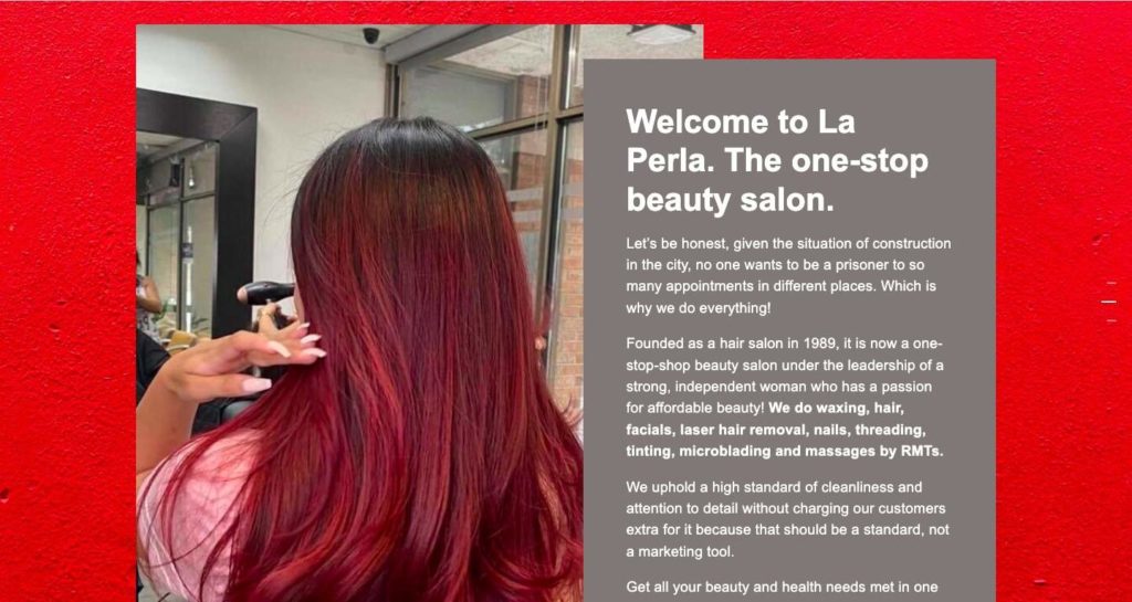 La Perla Salon + Spa's Homepage
