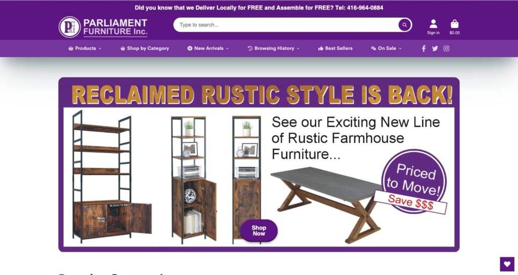 Parliament Furniture Inc.'s Homepage