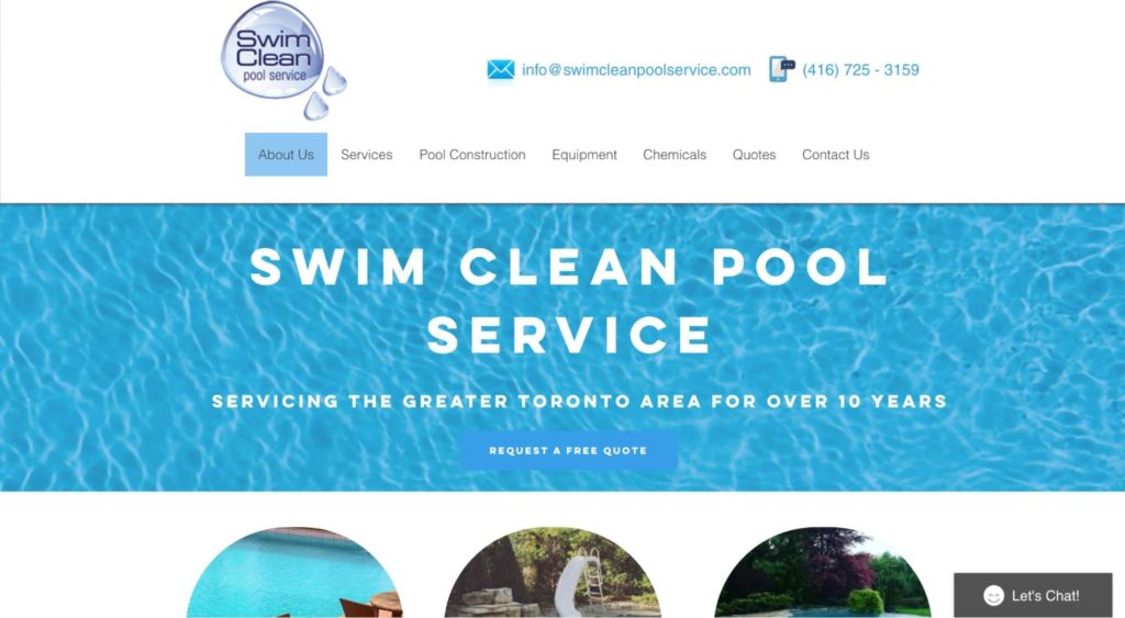 Swim Clean Pool Service's Homepage