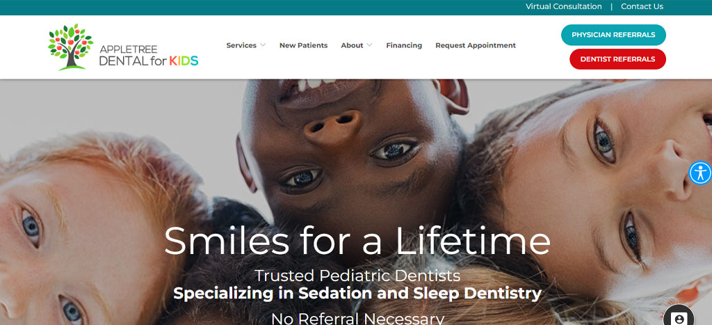 Appletree Dental for Kids Homepage