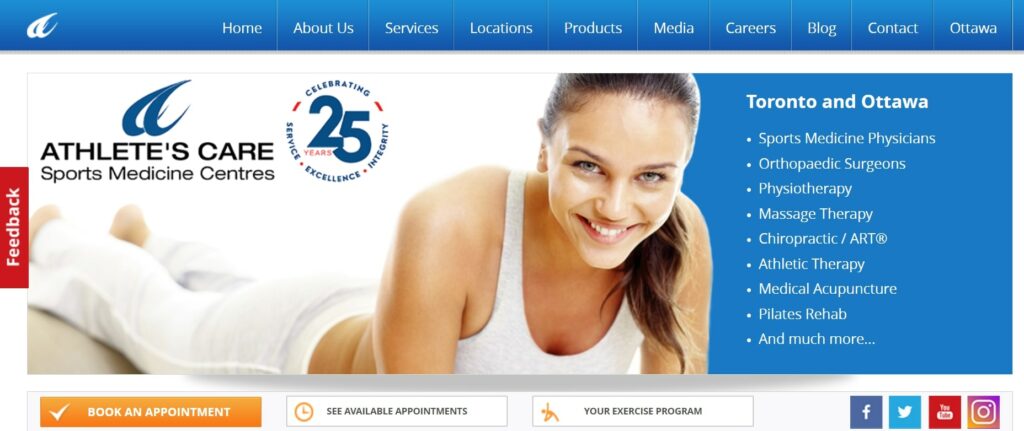 Athlete’s Care Sports Medicine Centres Homepage