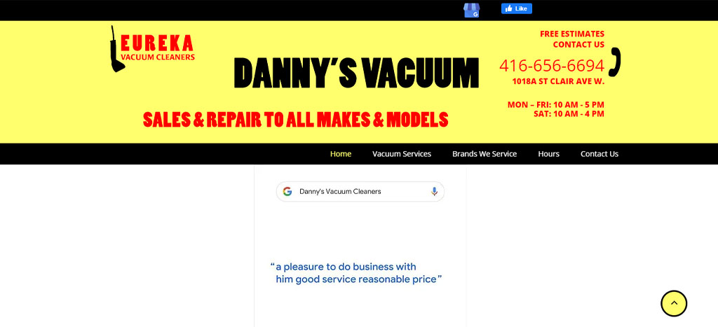 Danny's Vacuum Cleaners Homepage