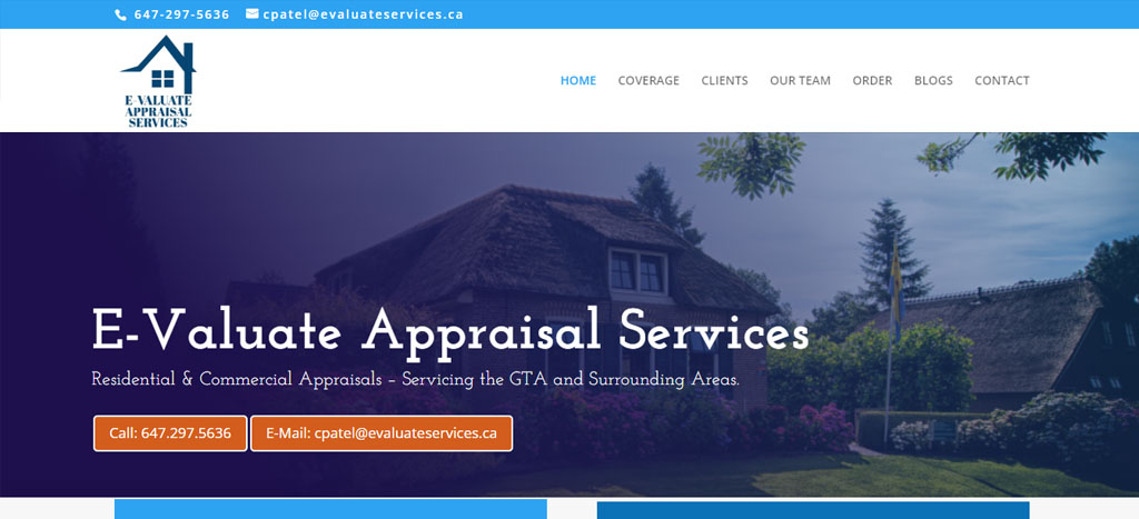 E-Valuate Appraisal Services Homepage