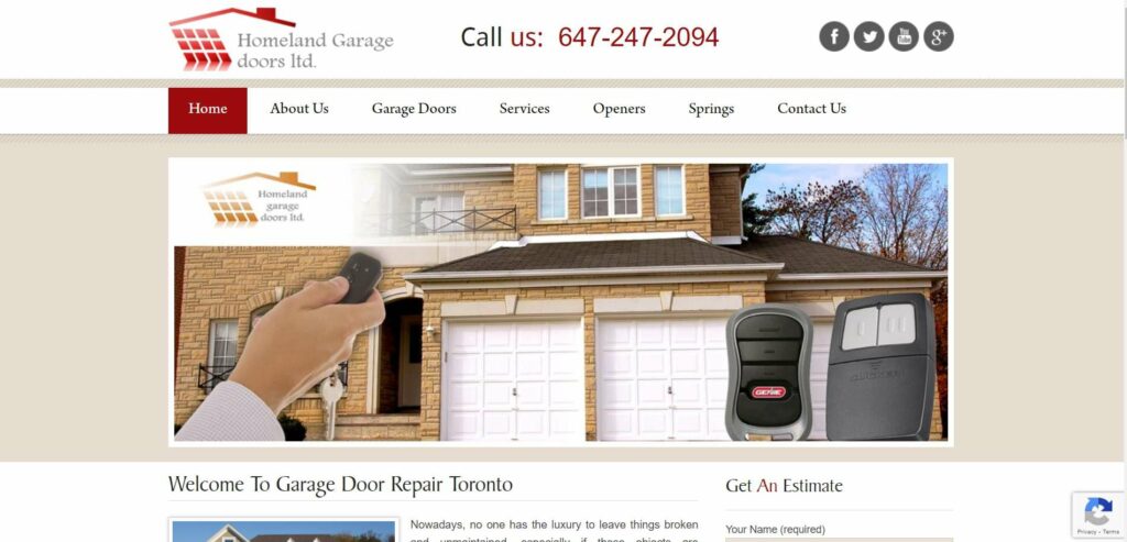 Homeland Garage Door Repair's Homepage