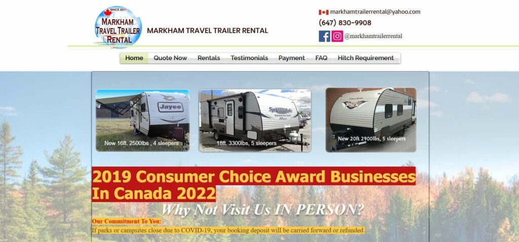 Markham Travel Trailer Rental's Homepage