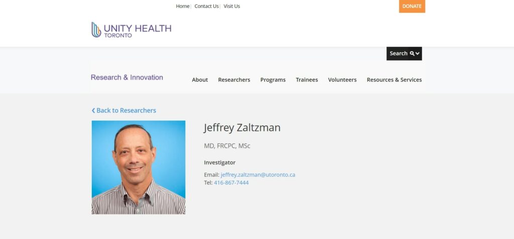 Dr. Jeffrey Zaltzman – St. Michael's Hospital's Homepage