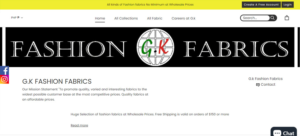G.K Fashion Fabrics Homepage