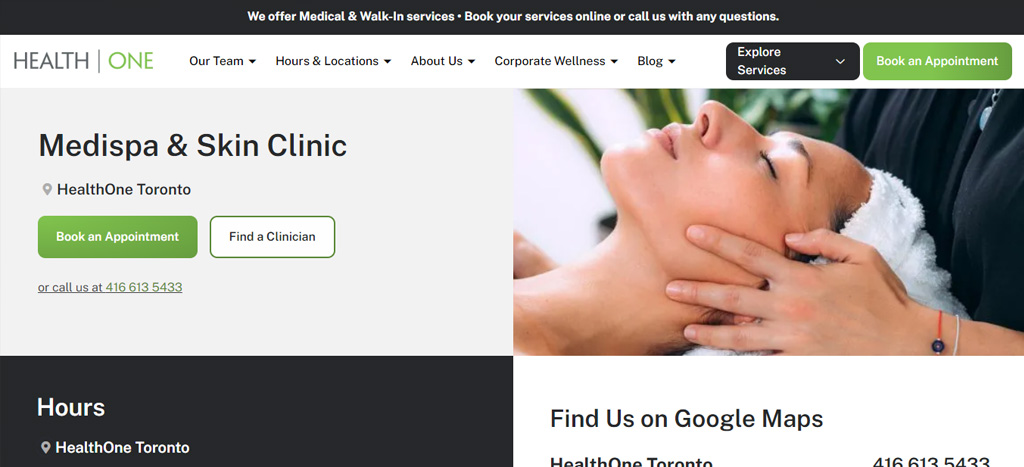 HealthOne MediSpa & Skin Clinic's Homepage