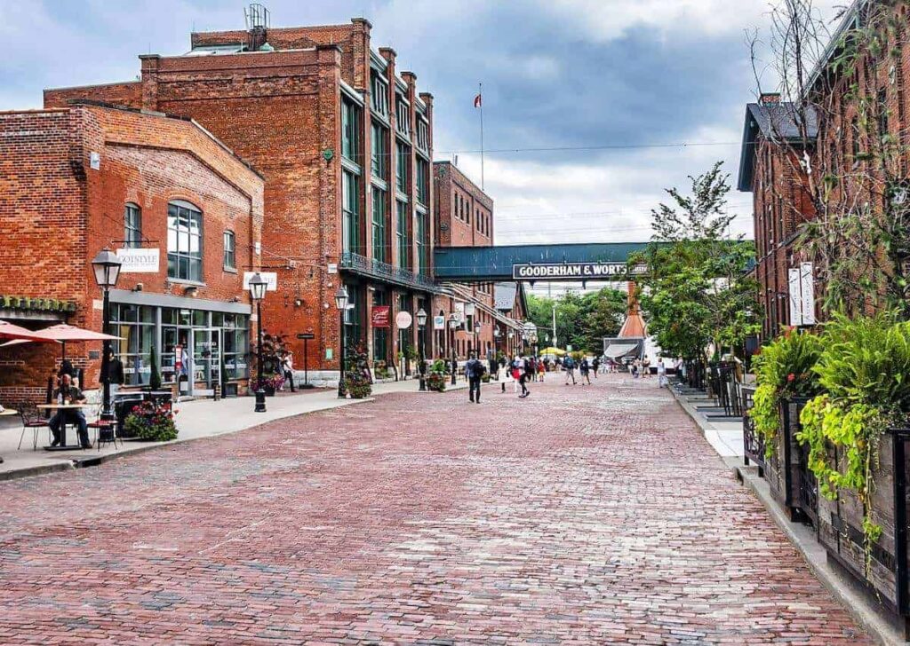 Join a historic walking tour at the Distillery District