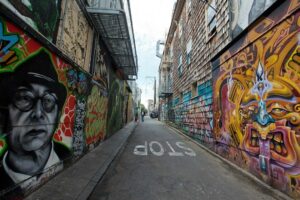 Take some fun pictures at Graffiti Alley