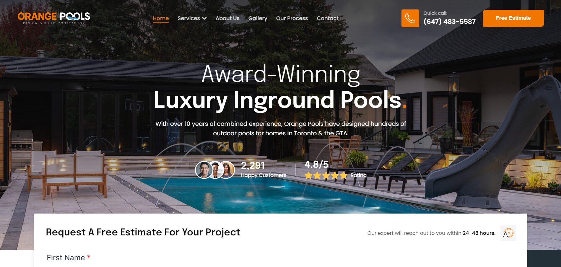 orange pools homepage
