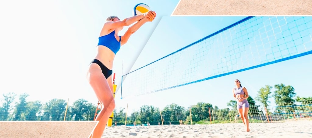Play beach volleyball