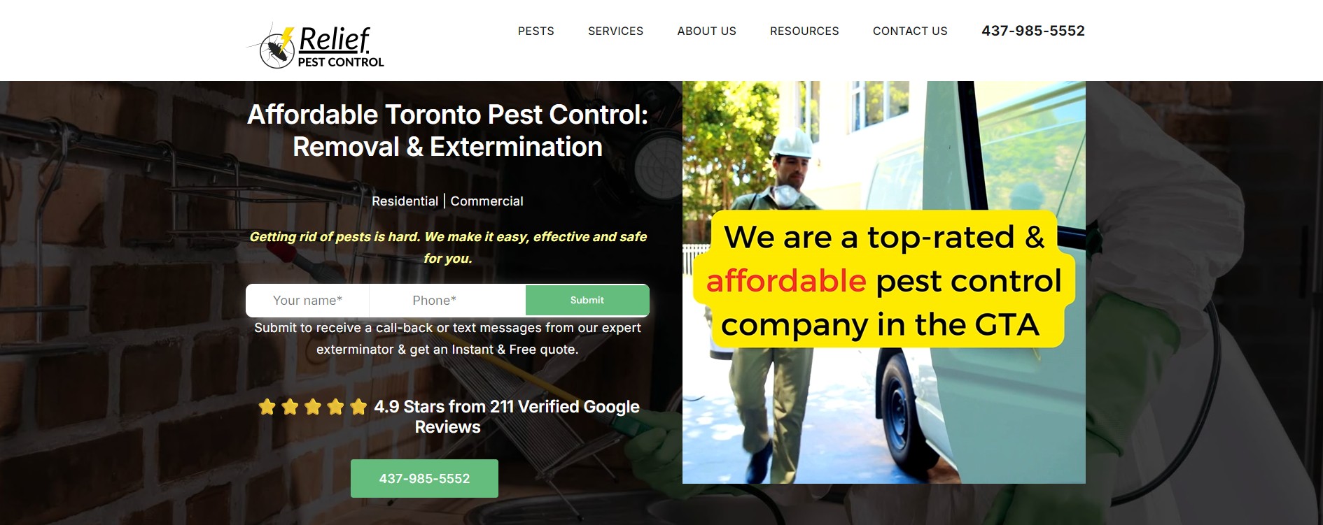 relief pest control homepage