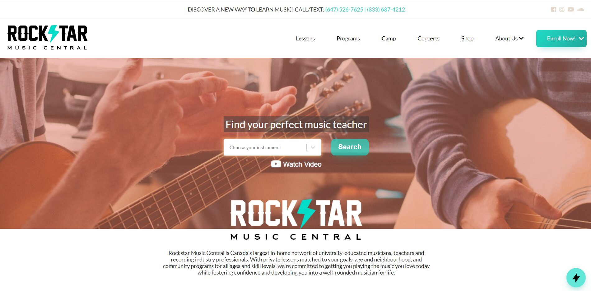 Rockstar Music Central homepage