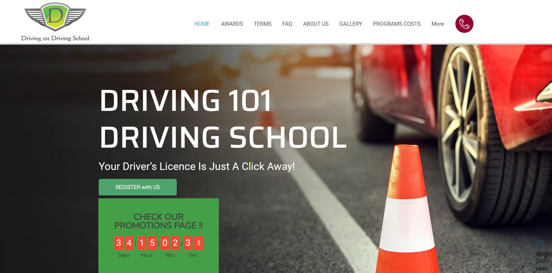 Driving 101 Driving School homepage