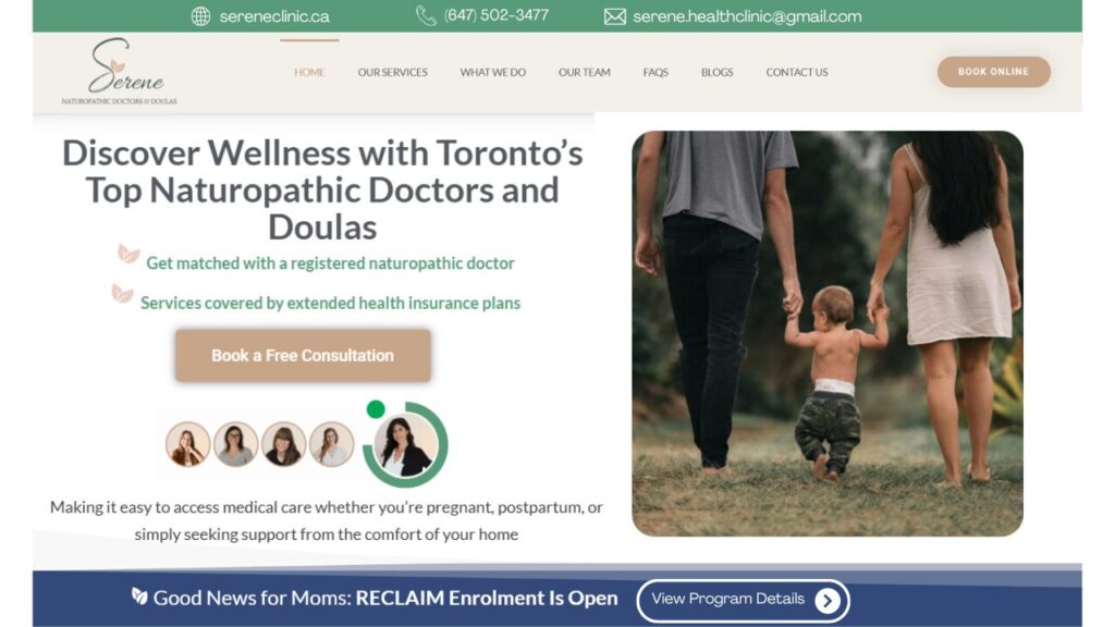 serene clinic homepage