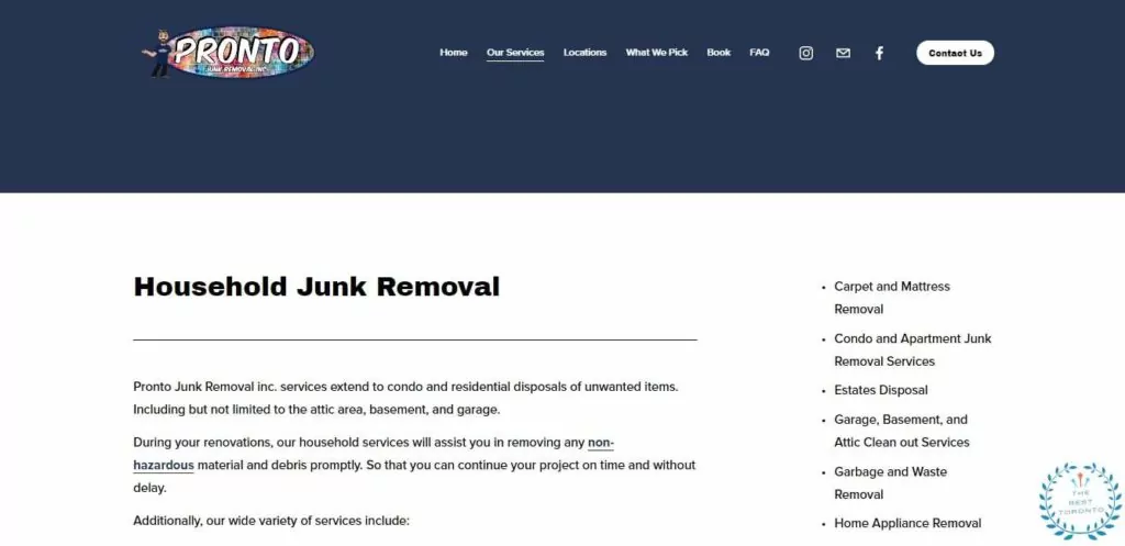 Pronto Junk Removal's Homepage