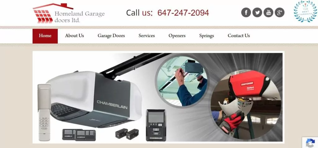Homeland Garage Door Repair's Homepage