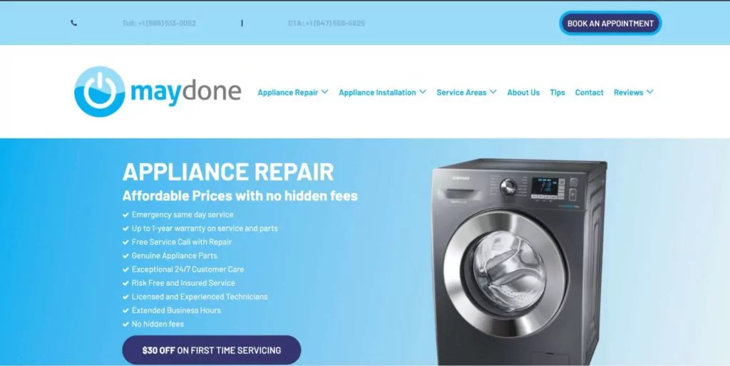 Maydone Appliance Repair's Homepage