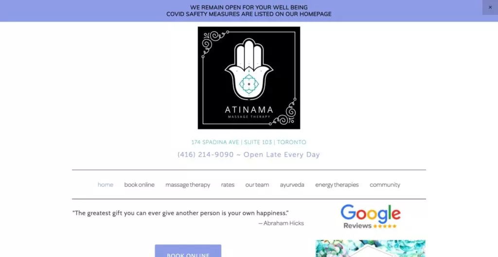Atinama Massage Therapy's Homepage