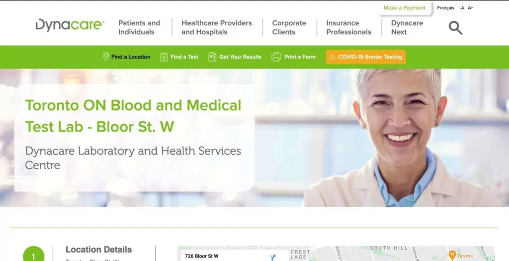 Dynacare Laboratory and Health Services Centre's Homepage
