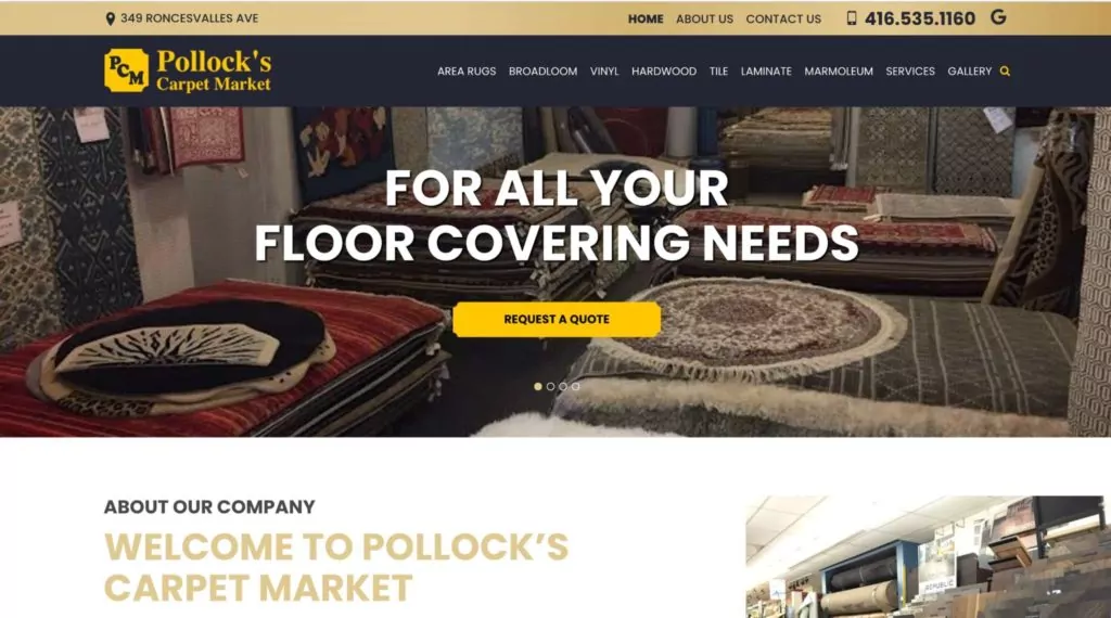 Pollock’s Carpet Market homepage