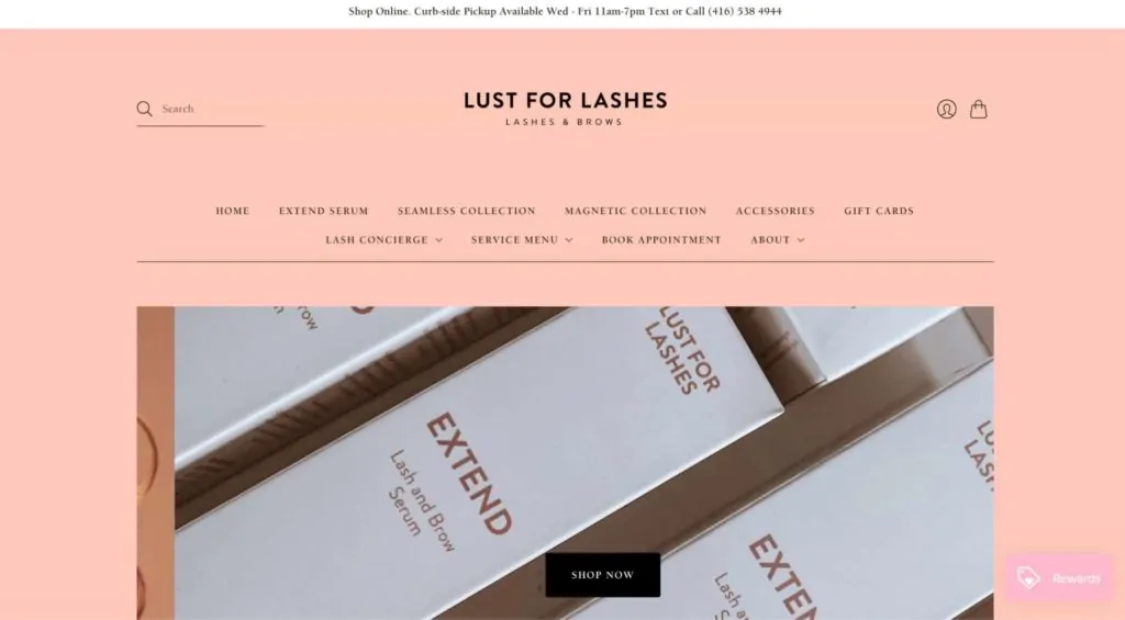 Lust for Lashes Homepage